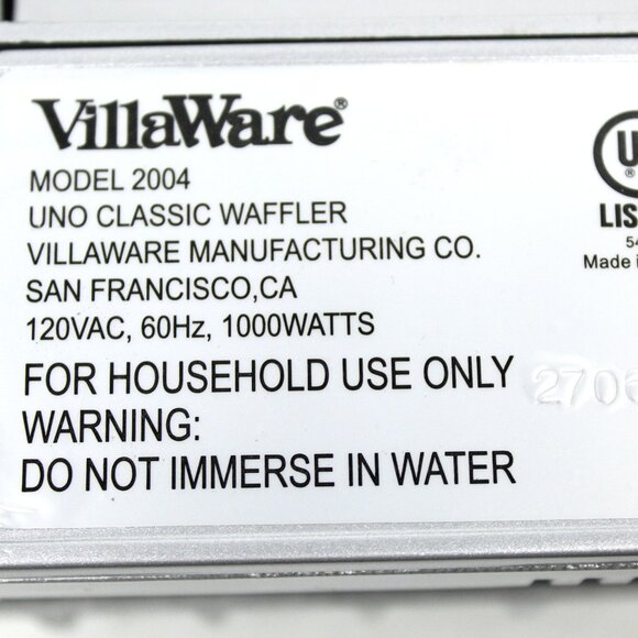 VillaWare Model 2004 Uno Classic 7" Round Chrome Thin Waffler Maker TESTED WORKS - Picture 8 of 8